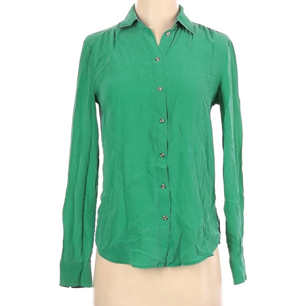 XS 100% Silk Banana Republic Top Tee Shirt Green O